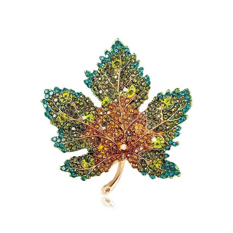 Rhinestone Red Maple Brooches Vintage Blue Maple Leaf Rhinestone Crystal Pendant Womans Brooch Pin Luxury Accessories Gift SetsX240914