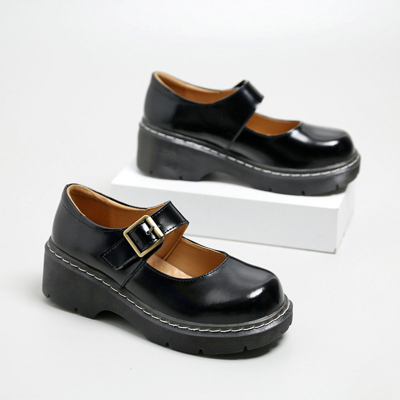 Jane Mary Thick-soled Cowhide Lather Women Retro Lolita Shoes Japanese jk Uniform Original Girl College Style b6e9