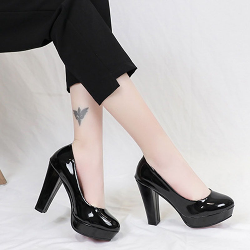 Round Fashion Women's New Toe White Chunky High Heels Ladies Platform Casual 10cm Heeled Pumps Wedding Shoes for Women af8a 47d9