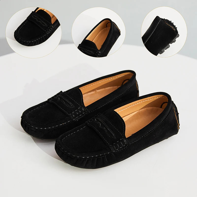 Lennuoma Kids Penny Loafers Flats Shoes Suede Leather Spring Autumn Party Solid Slip On Children Toddle Little Boy Moccasins 240913
