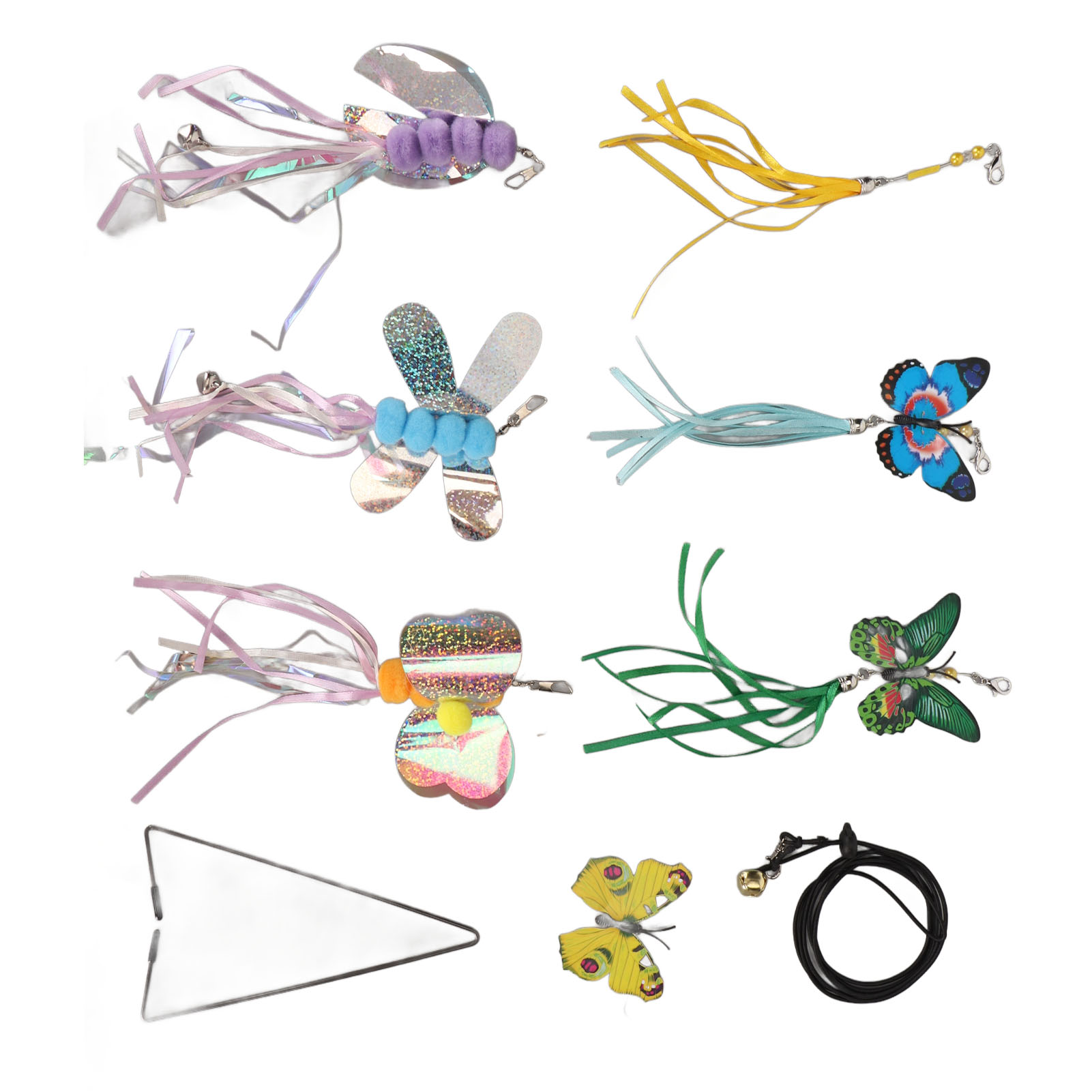 6pcs Hanging Cat Teasing Toy Set Adjustable Elastic Rope Interactive Self Play Cat Toy For Door Frame Cabinet Door