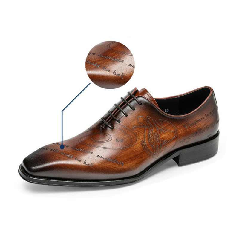 Luxury Handmade Real Leather Casual Oxford Men Dress Shoes Pointed Toe Genuine Leather Lace-up Wedding Shoes Black Brown