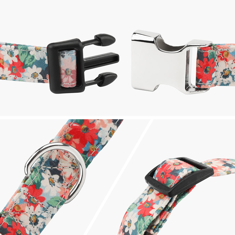 Cute Girl Dog Collars for Small Medium Large Dogs, Personalized Floral Pattern Female Pet Puppy Dog Collars Adjustable Collars
