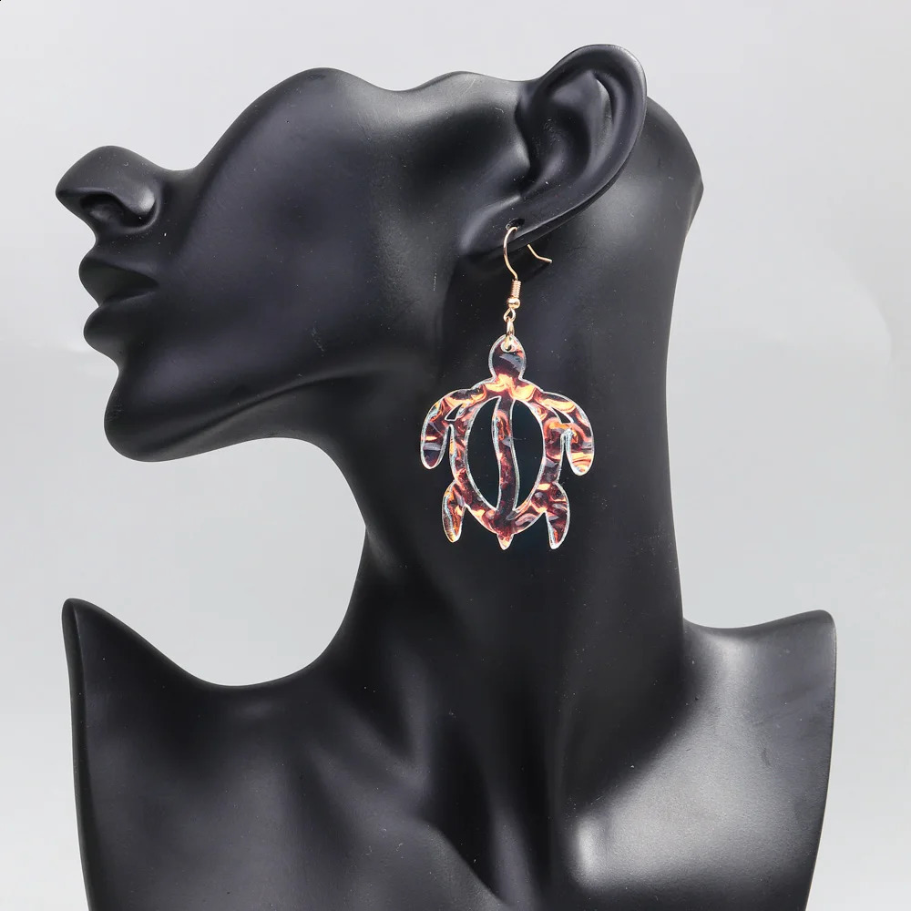 Iridescent Hollow Turtle Acrylic Earrings for Women Fashion Cute Laser Tortoise Drop Dangle Earring Statement Jewelry Gift 240914