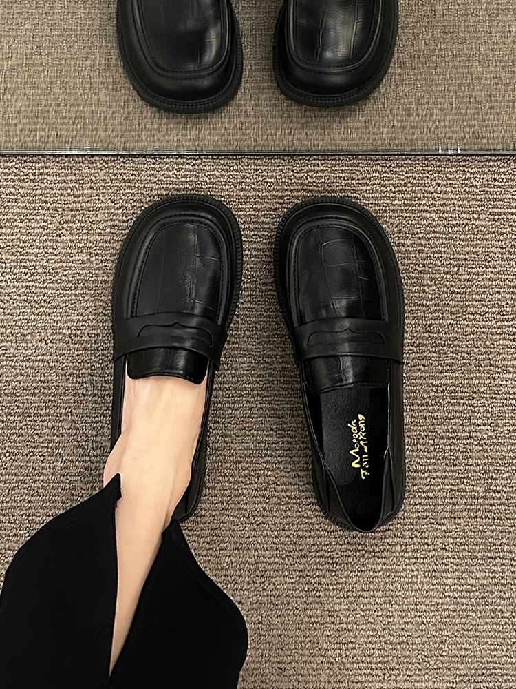 Derby Womens Shoes British Style Loafers With Fur All-Match Female Footwear New Slip-on Autumn Casual Sneaker Black Flats Shallow Mo e3de