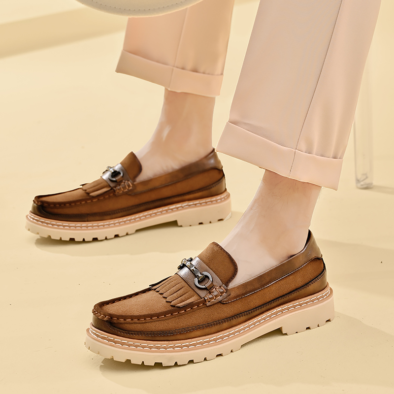 STRONGSHEN Men's Tassel Leather Shoes High Quality Retro Formal Oxfords Footwear Loafers Driving Party Dating Business Work Shoe