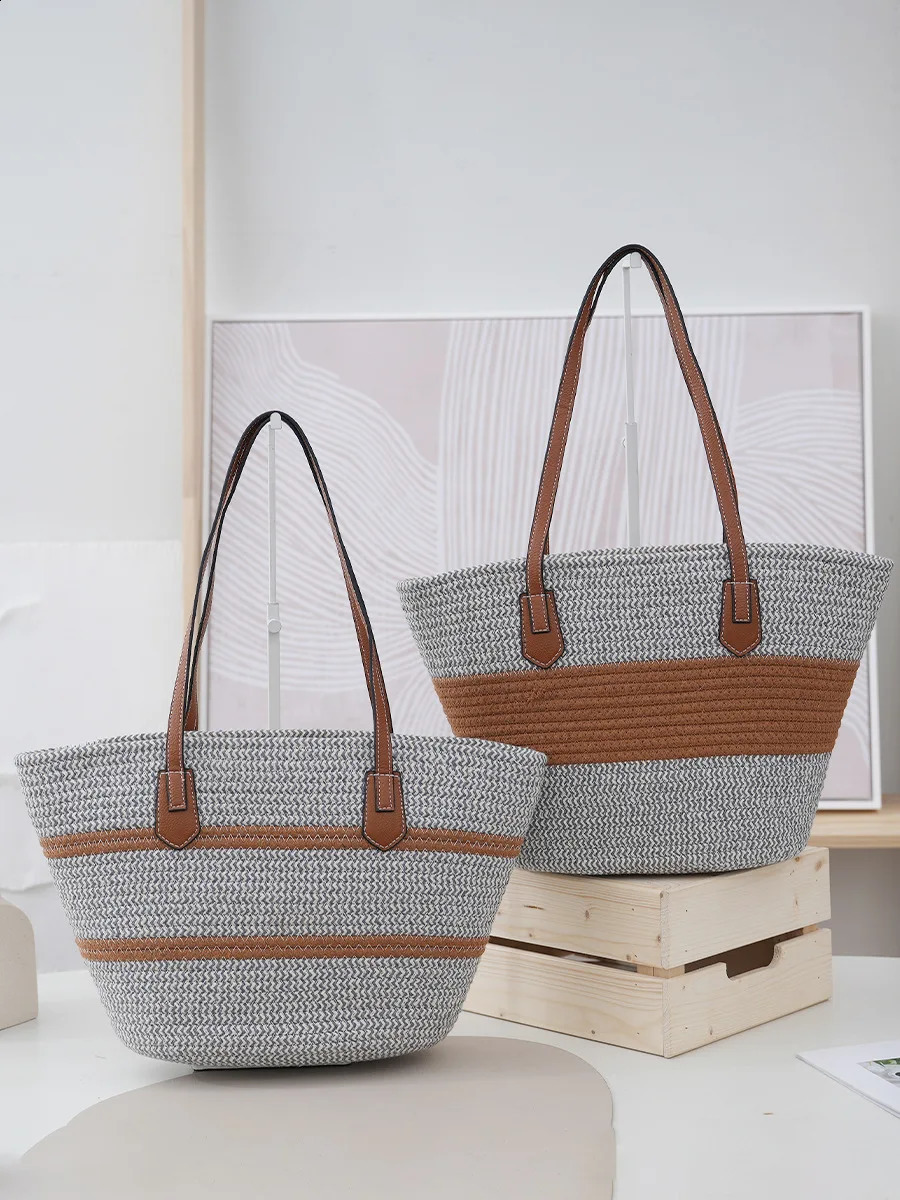 woven and spliced single shoulder grass bag with colors styles diversity suitable for vacation leisure bags 240913