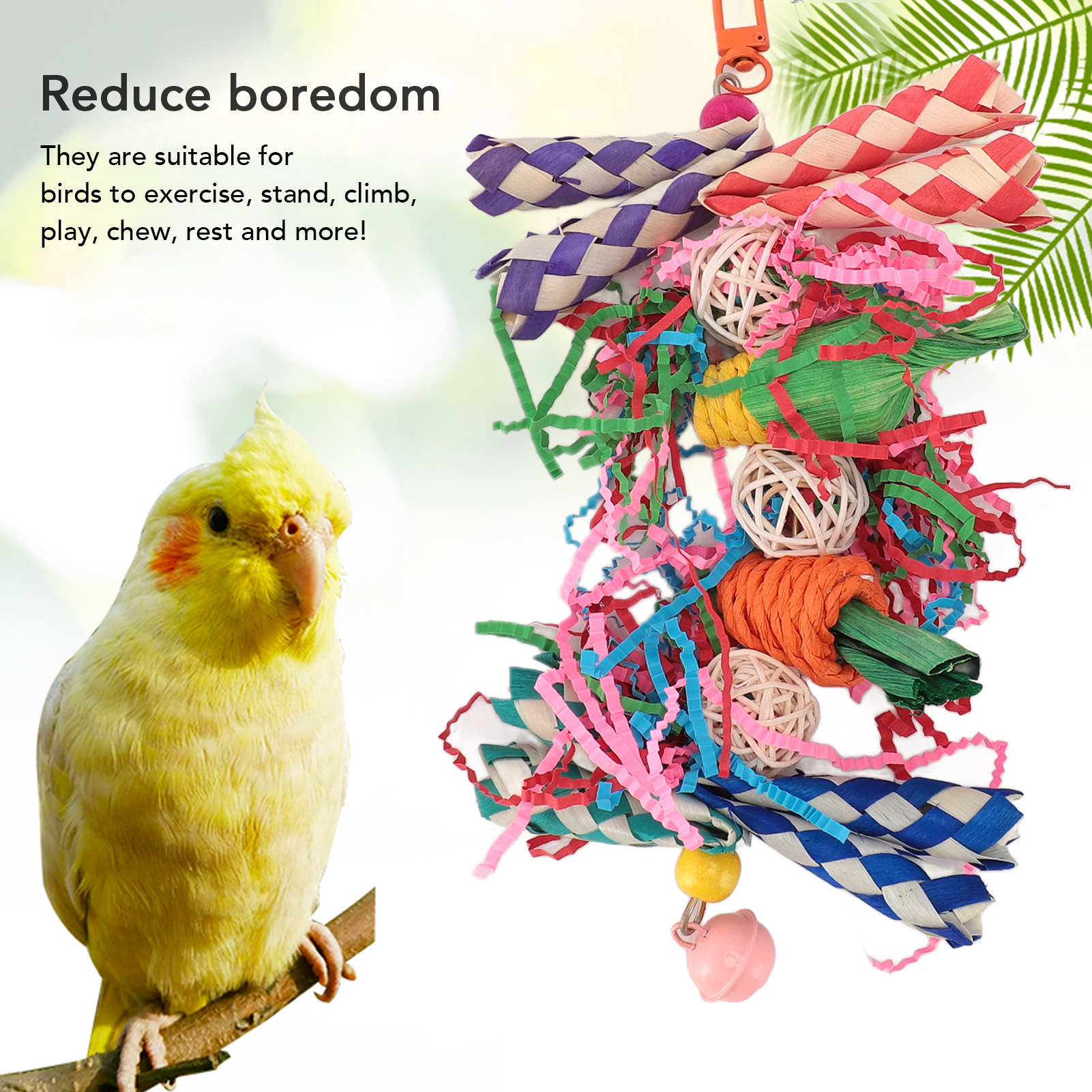 Parrot Chew Toys Set, Birds Shredding Foraging Toys, Bite Resistant, Anxiety Reduction Cage, Hanging Toy for Parakeets Lovebirds