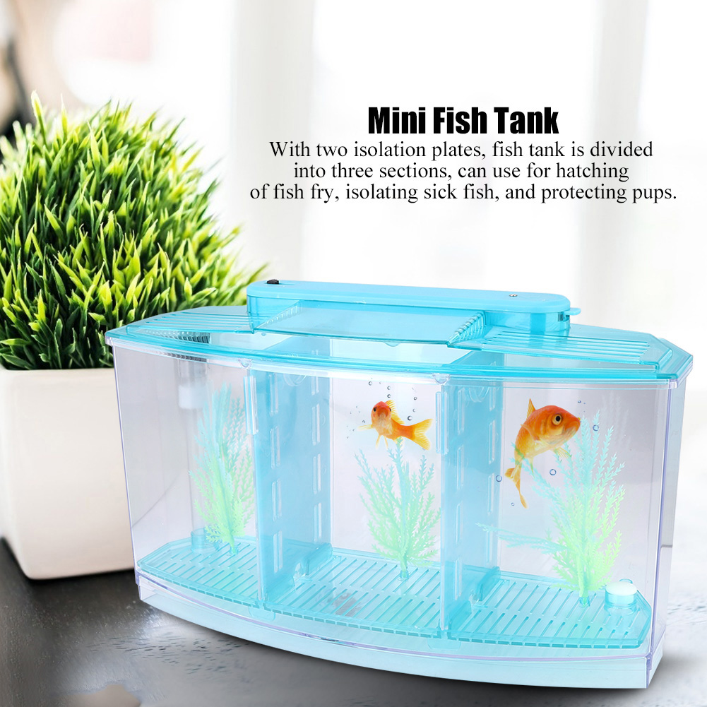 Acrylic Three Divisions Breeding Isolation Box for Small Fish Tank, Aquarium Fish Tank
