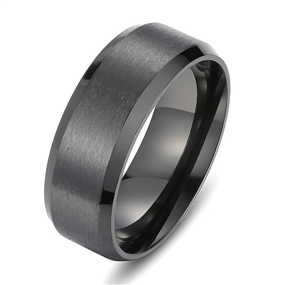 JUCHAO Classic Ring Men Black Jewelry Wedding Bands Boyfriend Gift Drop 240906
