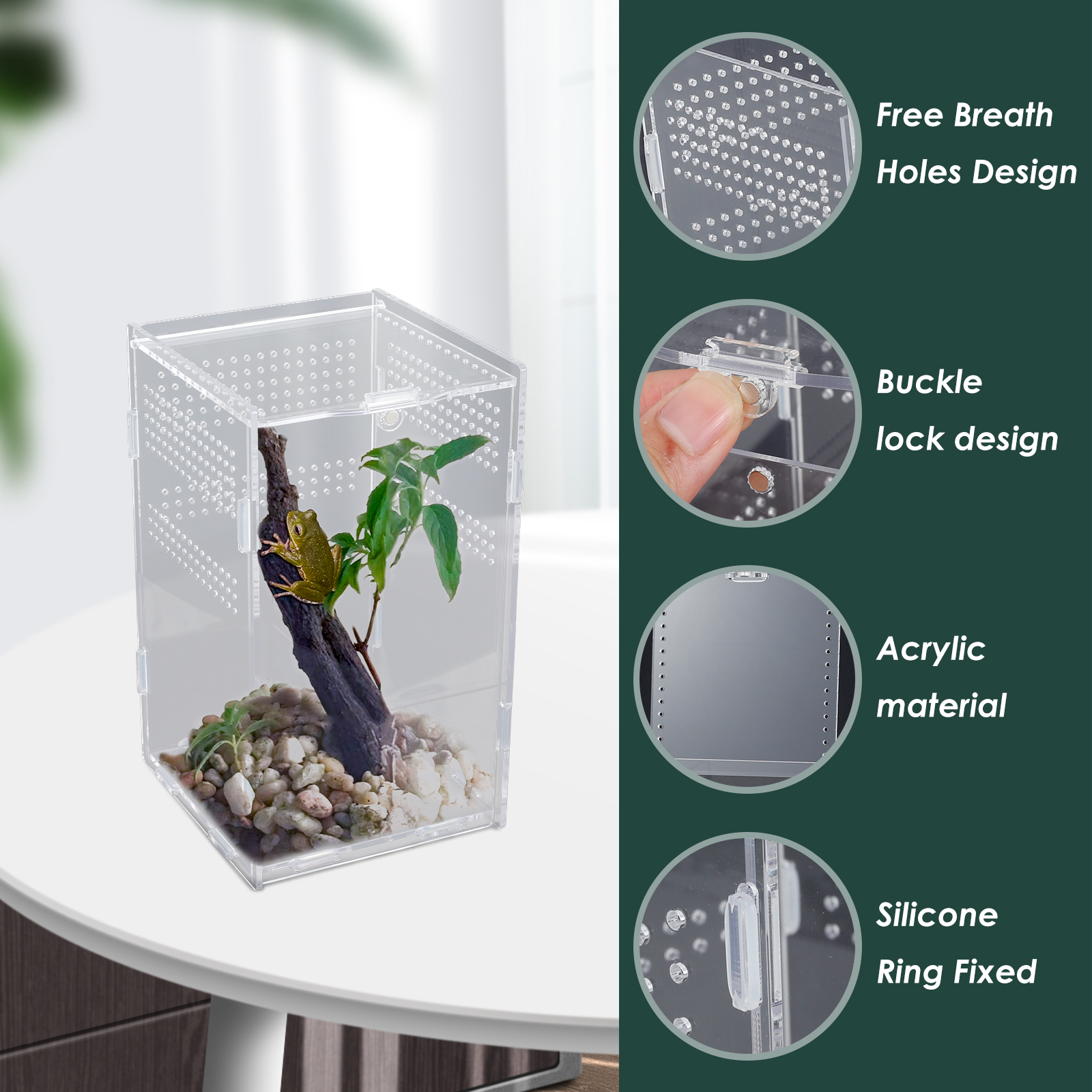 Terrarium Enclosure Transparent Acranged Climbing Pet Feeding Boxes Arboreal Boxes for Reptiles Breeding Invertebrates Habitat