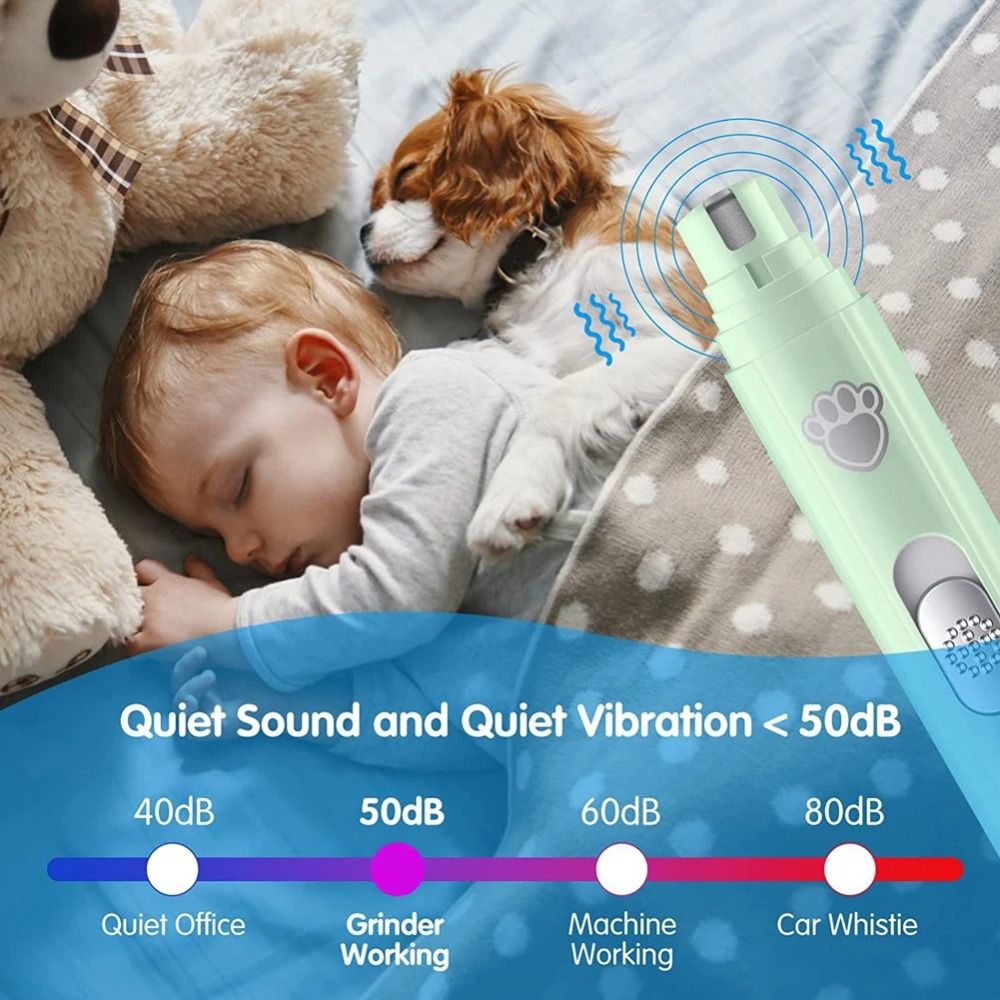 New USB Rechargeable Electric Dog Nail Grinder LED Light 2-Speed Pet Nail Clipper ABS Pet Nail Trimmers