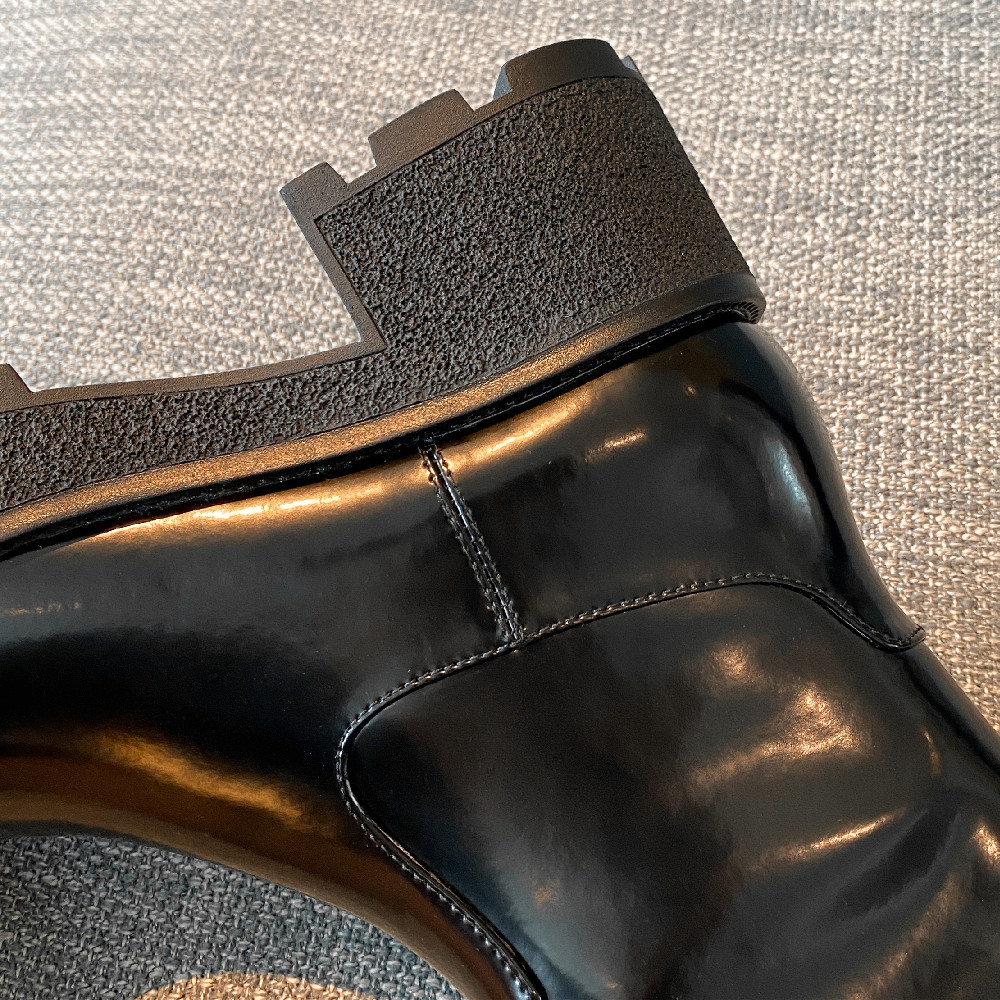 genuine Women's leather chunky heel platform square toe side zip autumn knee high punk female long winter boots shoes sale 0a2b