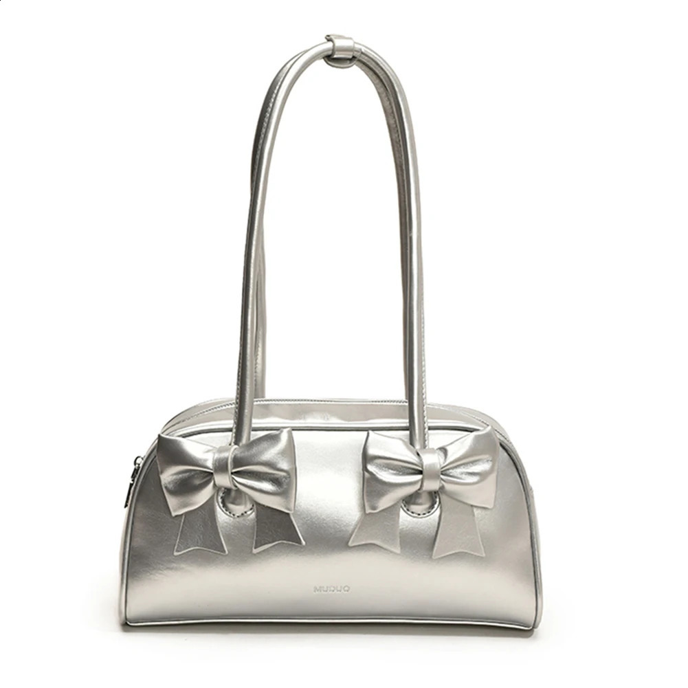 Women Crossbody Bag Bowknot Pu Leather Handbag Trendy Hobo Solid Color Shopping 240723