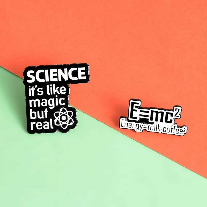 Meme Mass-energy equation Pins Milk Coffee Science Physics Relativity Chemical Magic Enamel Lapel Brooches Pin For Free ShippingX240914