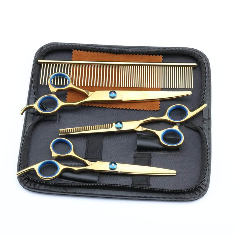 7 Inch Dog Grooming Scissors Stainless Steel Comb Thinning Pet Cats Barber Dog Grooming Scissors Kit For Dogs Cutting Hair