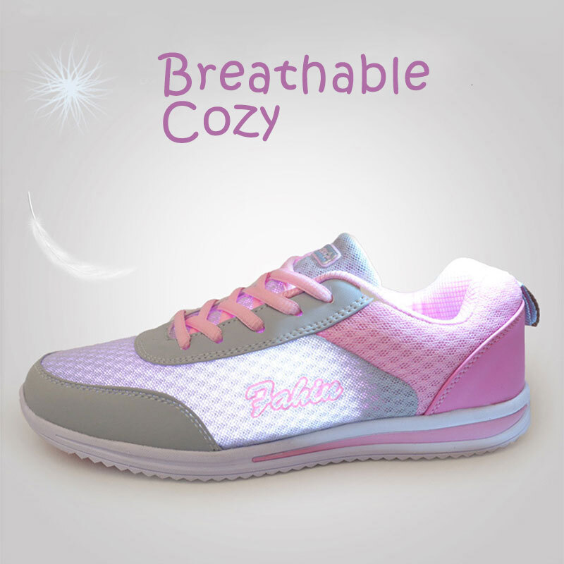 Four Season Women Ultralight Walking Ladies Mesh Casual GYM Sport Shoes Outdoor Breathable Soft Girl Flat Platfrom Sneaker