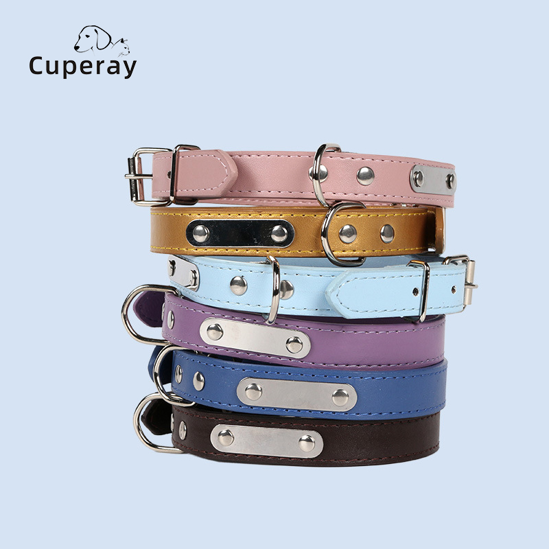 Personalized Custom Pet Collars Free Engraved Labels Leather Dog Collars Adjustable for Large, Medium & Small Dogs Accessories