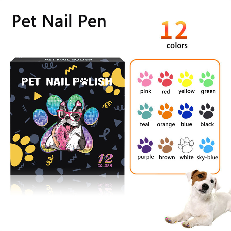 Dog Nail Polish Pen 12 Colors Pet Nail Polish to Create Beautiful Nails with Girl Pets Dog Grooming Quick Dry & Easy to Use