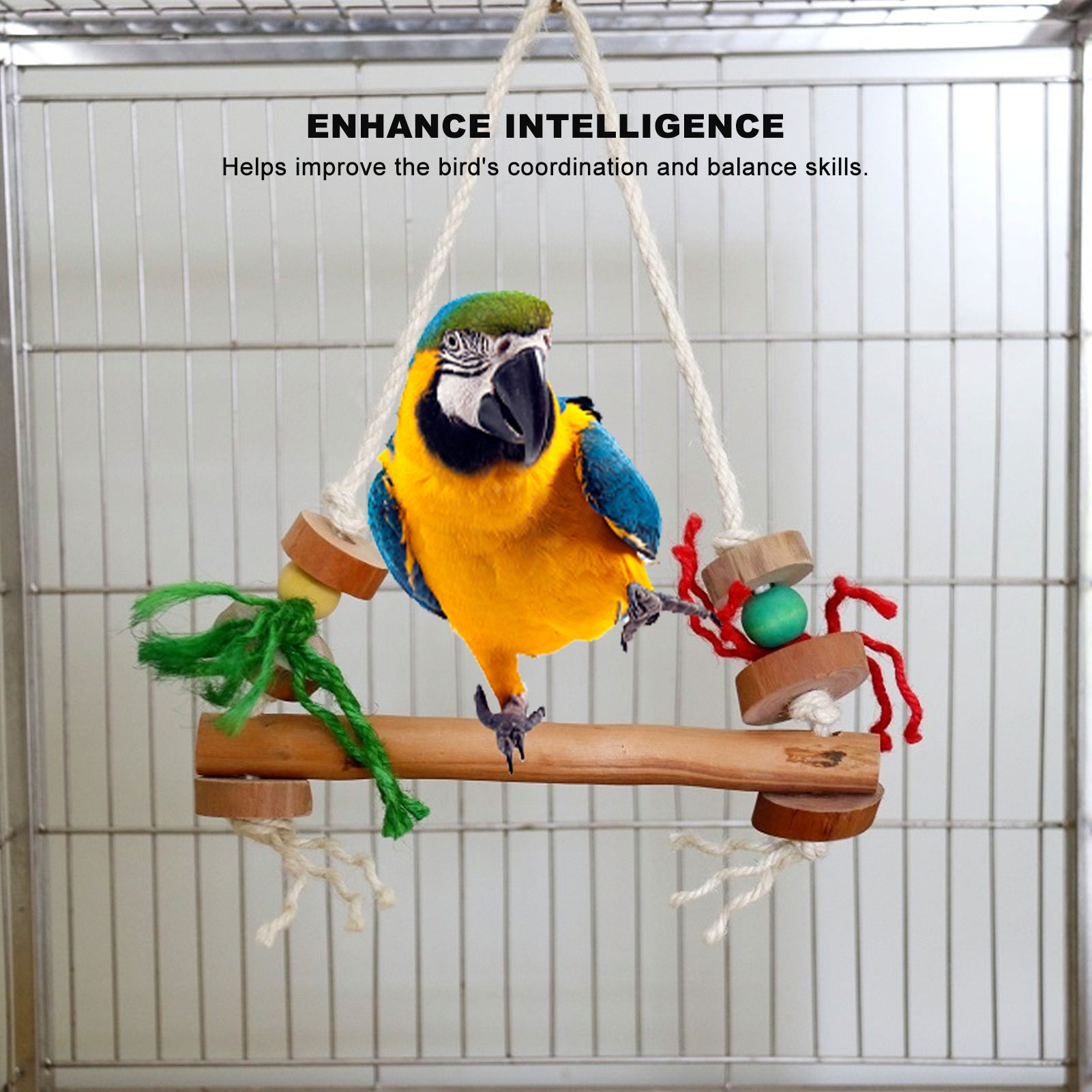 Bird Rope Swing Toy Parrot Hanging Toy Safe Multifunctional Bird Toy For Chewing Biting Climbing