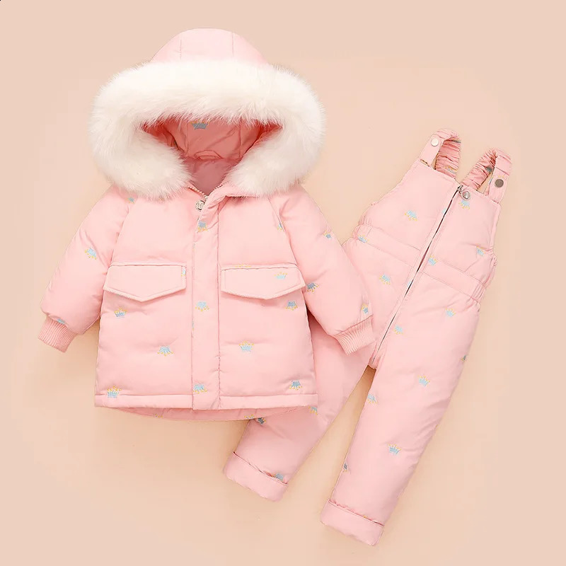 Winter Children Clothing Set Baby Girl Clothes Warm Down Jacket Coat Jumpsuit Snowsuit Kids Parka Duck Down Overalls Overcoat 240904