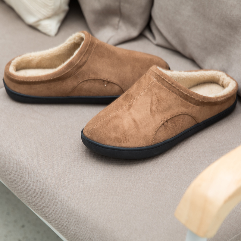 Big Size 49 Home Slippers for Men Winter Suede Short Plush Man Slippers Non Slip Bedroom Slipper Couple Soft Indoor Shoes Male