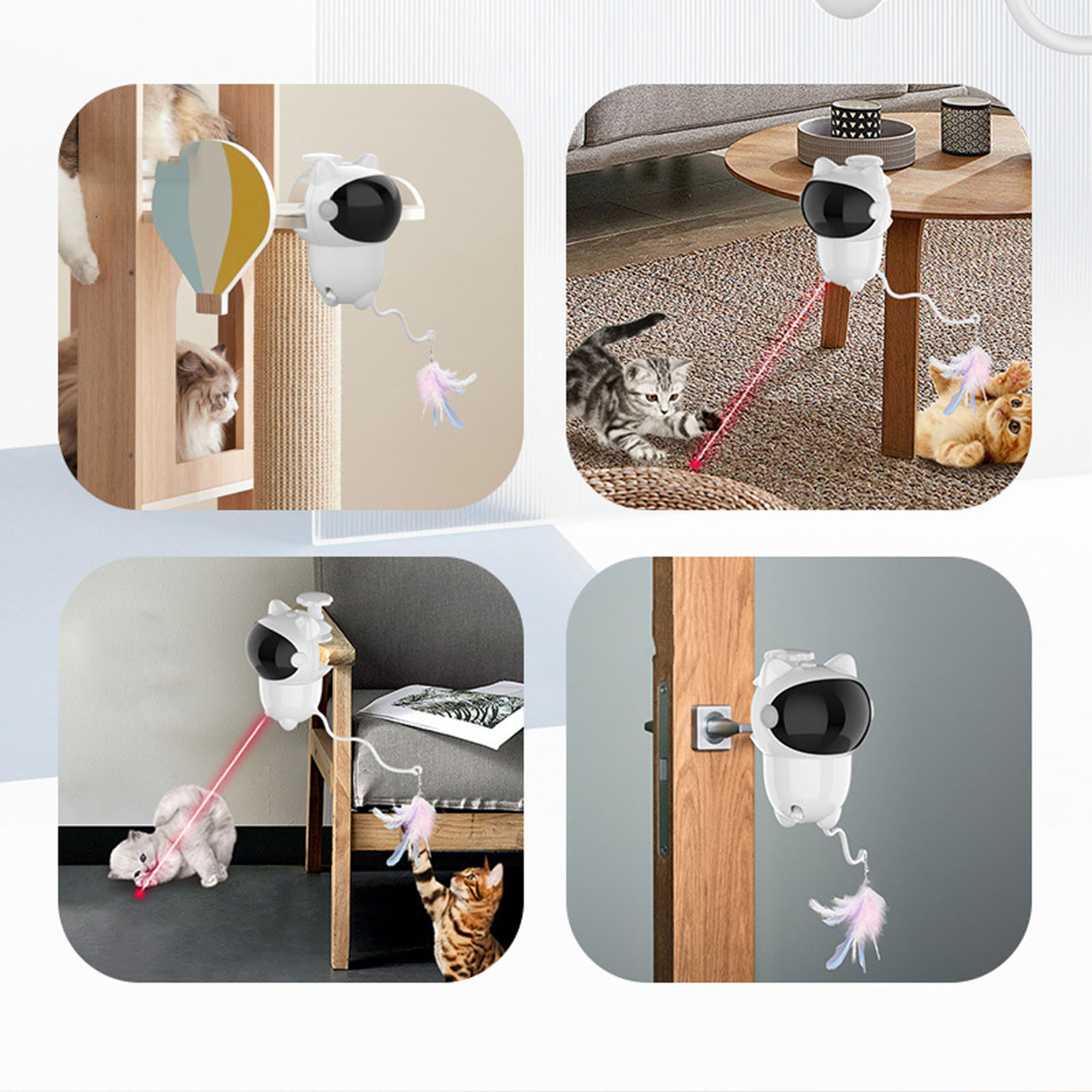 Cat Feather Toy 15 Minutes Cycle Mode 2 Speed Auto Projection USB Charge Pet Exercise Toy For Family Indoor