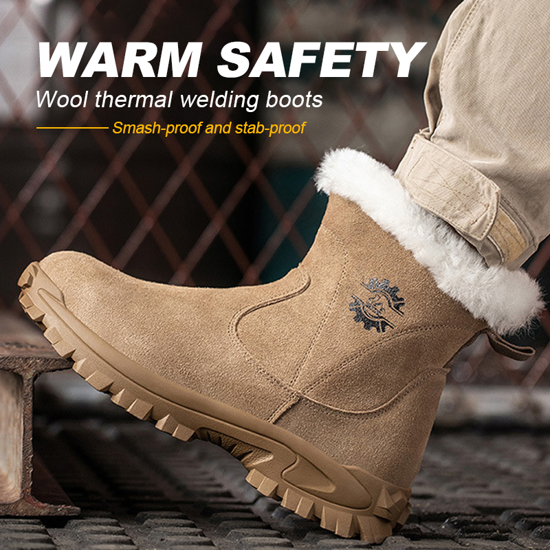 Warm Snow Winter Male Anti-Smash Steel Toe Safety Men Work Shoes Anti-Spark Welder Boots 939b