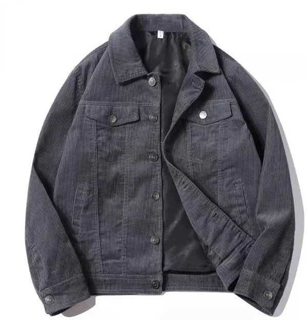 Spring and autumn mens retro corduroy jacket high-quality pure cotton striped casual jacket youth fashion classic mens jacket size 4XL W240914