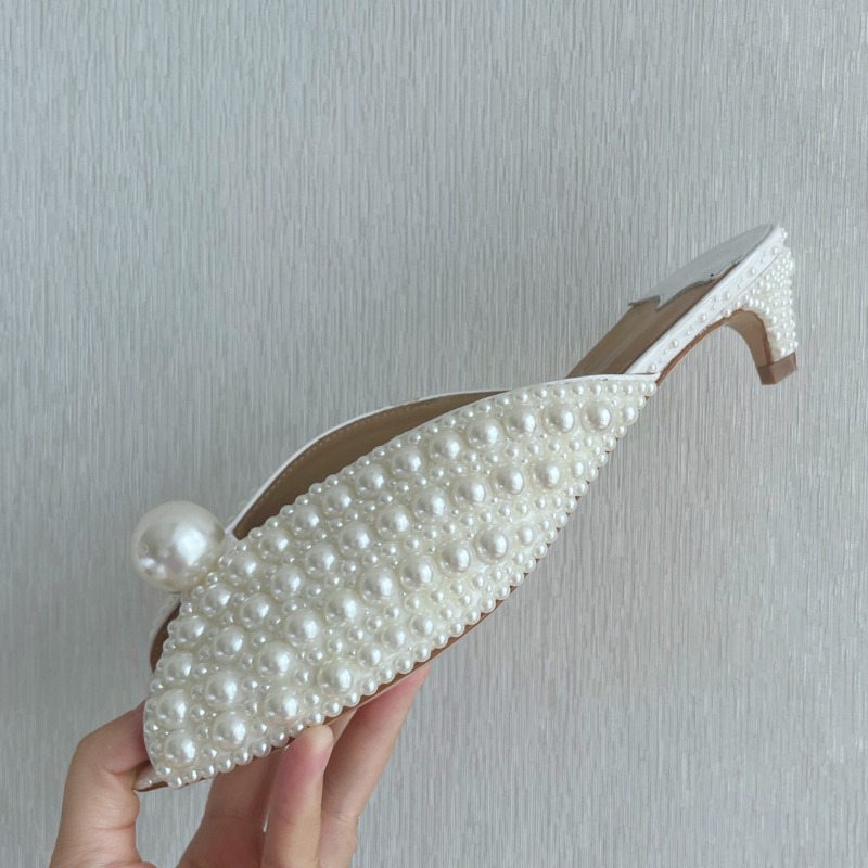 Fish Sweet Mouth Outdoor Slippers Summer New Korean Style Princess Low Heel All Pearl Fashion Women's Sandals Size 42 33e9 ced5 d68e