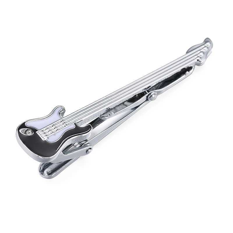 High quality mens and womens tie clips metal classic Black and white guitar clips business shirt accessories jewelry giftsX240914