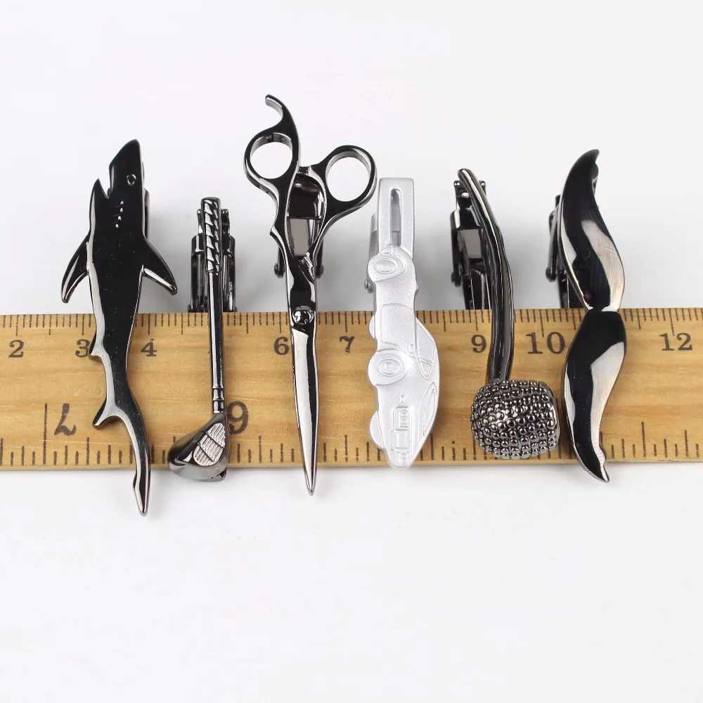 Black Neck Tie Pin Clips Clasp Chrome Stainless Steel Glasses Feather Mustache Golf Groom Mens Clothing AccessoriesX240914