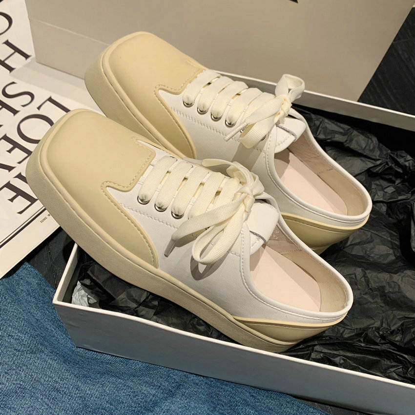 Spring 2023 Summer Women Sneakers Genuine Leather Mixed Color Low Heel Square Toe Platforms Shoes Woman Size 35-40 c510