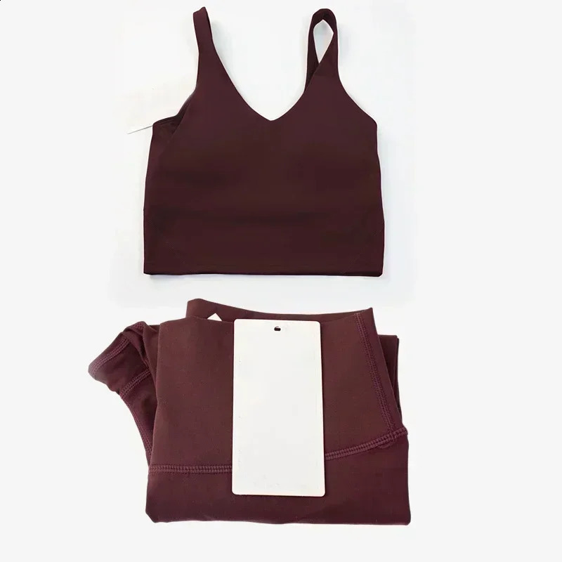 Naked Feeling Women Yoga Set UShaped Sports Bra Quick Dry Leggings Sportswear Workout Clothes Fitness Gym 240904