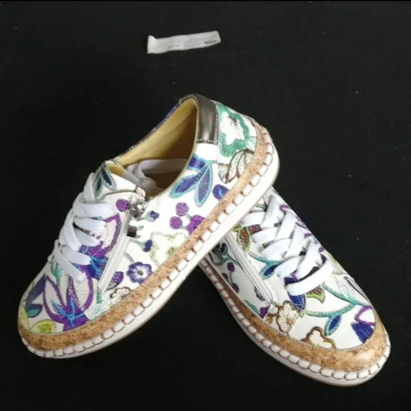 New Sneakers Elegant New ral Printed Lace Up Female Flat Fashion Round Toe Lady Vulcanized Women Casual Shoes 3664
