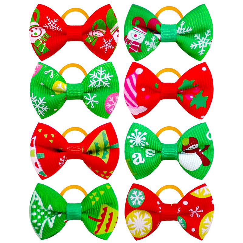 Pet Christmas Elements Headdress Leather Band Dog Hair Accessories Holiday Decoration Bows For Small Dogs Pet Grooming Supplies