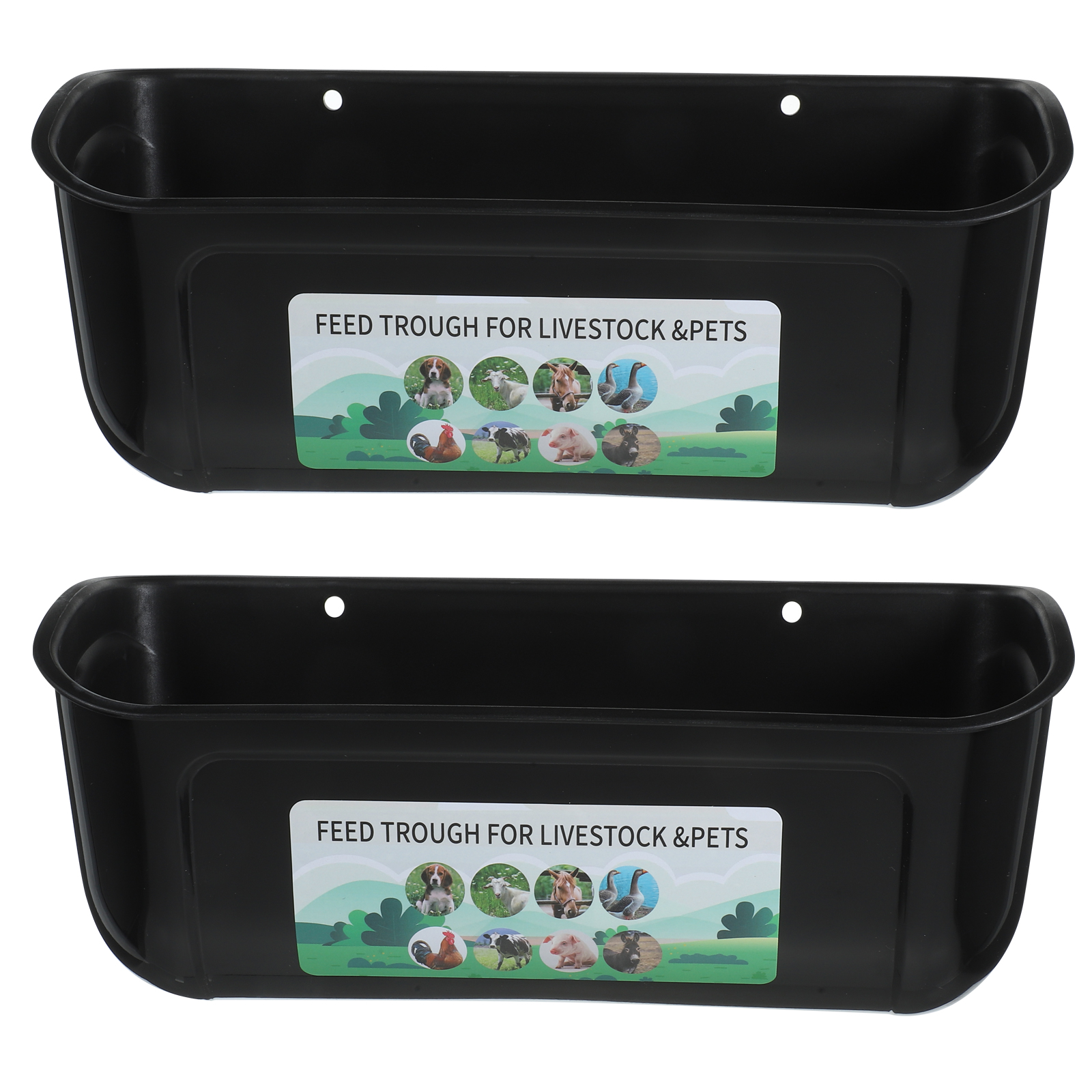 2 Pcs Chicken Feeder for Goats Birds Feeding Groove Trough Horse Bucket Pp Container