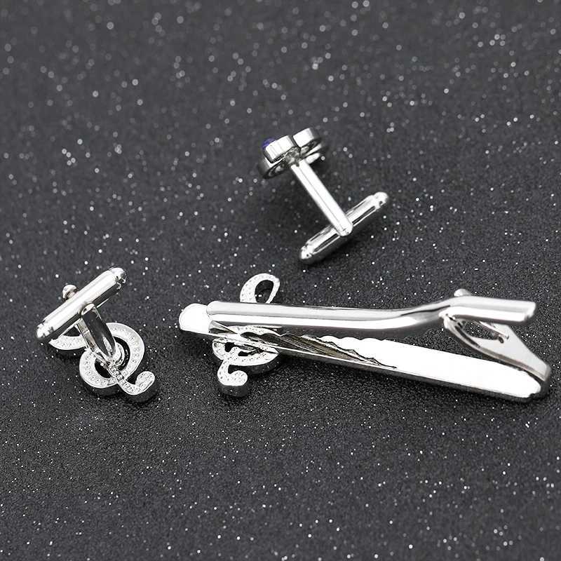 G major tie clip music note blue crystal copper Tie Clips cufflinks set Business Tie Clip High pitch music Necktie party ClipsX240914