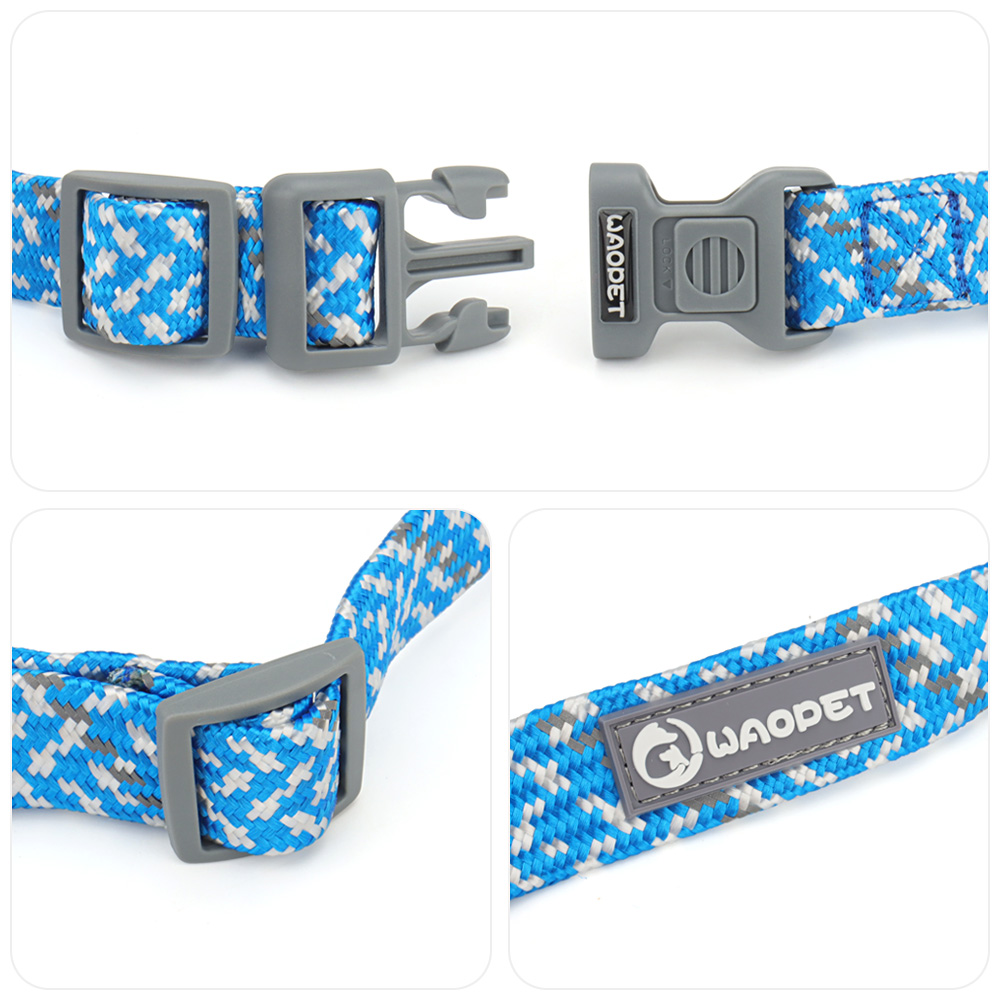 3M Reflective Dog Collars Adjustable Dog Collar Multi-Colored Stripe Nylon Pet Collars for Large & Medium Dogs Outdoor Adventure