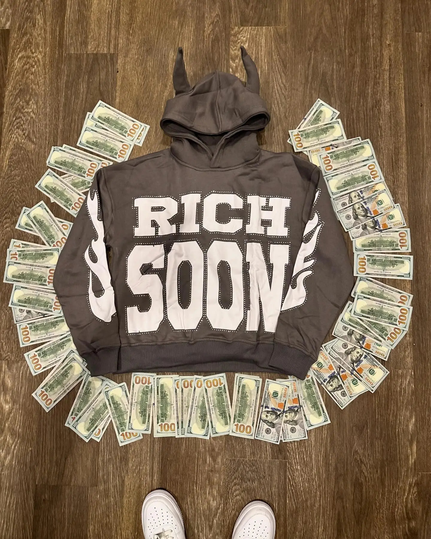 Harajuku RICH SOON Letter Printed Hoodies for Men Gothic Personality Demon Loose Pullover Y2k Oversized Couple Street Sweatshirt 240912