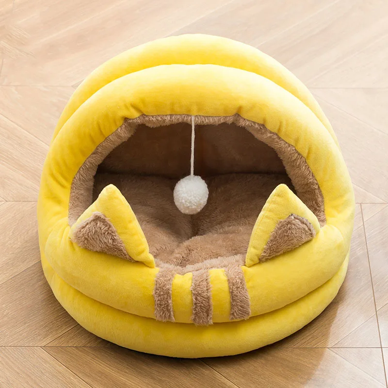 Semi Enclosed Nest Cat House Windproof Warm in Winter Soft Comfortable Adding Cotton Thickening Plush Dog Bed Pet Supplies