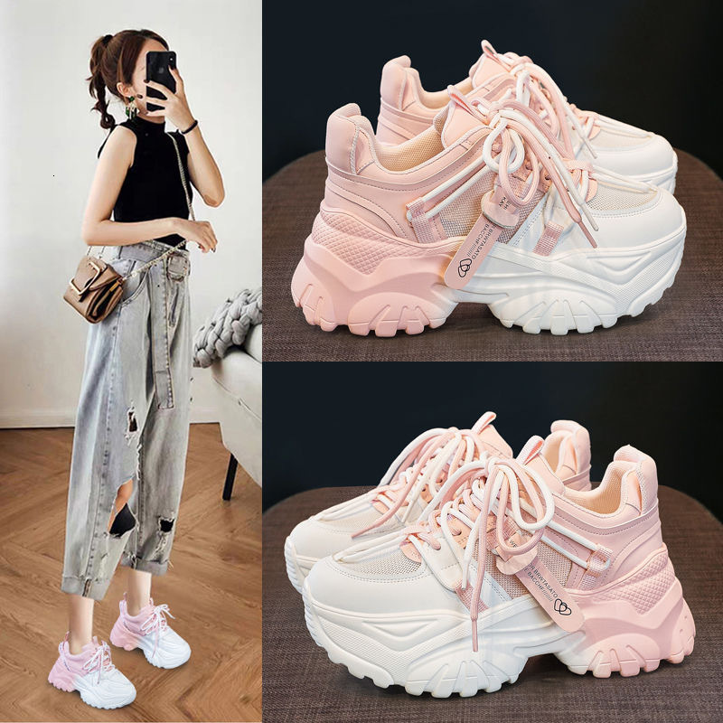 Women's Casual Shoes Spring Sneakers Platform Woman-shoes Tennis Female Fashion Thick Sole 2024 Roses Trainers Increased I