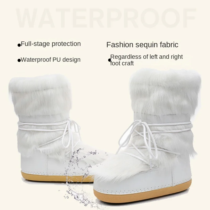Women Boots Snow Flat Boots For Women Platform Women Shoes Plus Size Keep Warm Shoes Woman Soft Plush Winter Boots botas mujer