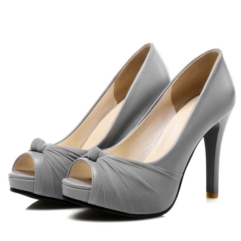 2025 new Women's Elegant Pumps High Heels Dress Pump Peep Toe Sweet Pink Gray Nude Working Party Wedding Shoes Female Spring 4f5f