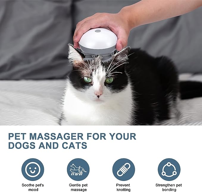 Upgraded Handheld Pet Massager with 4 Rotatable Massage Heads Three Modes Electric Massager for Dog Cat