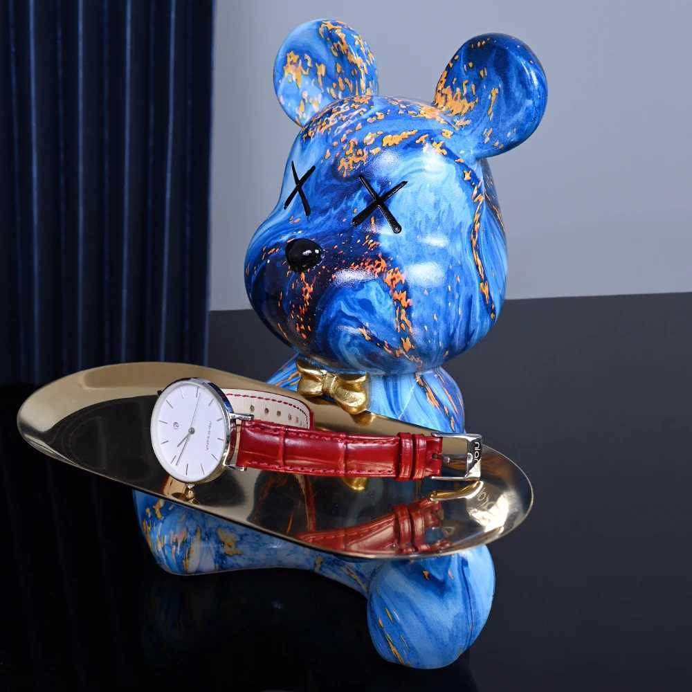 Colored bear statues and sculptures butler statues interior decoration Nordic decoration room table decoration resin crafts gifts X240913