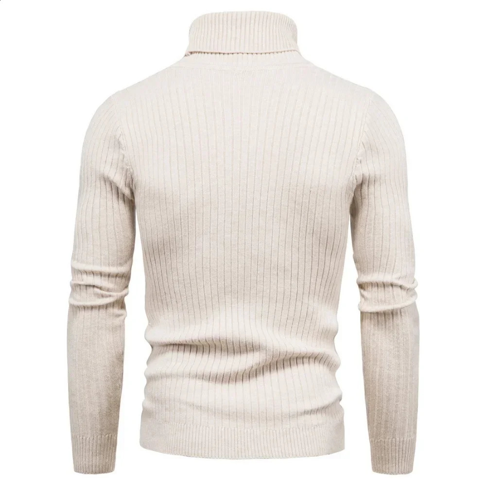 Autumn and Winter Turtle Neck Warm Fashion Solid Color Sweater Mens Ultra Thin Lanhua Knitted Bottom 240906