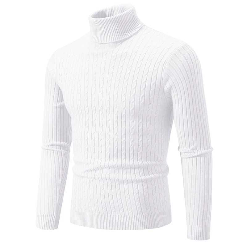 New Arrival Autumn and Winter Mens High Collar Sweater Solid Color Plain Knitted Warm Casual Turtle Neck Sweater Z241111