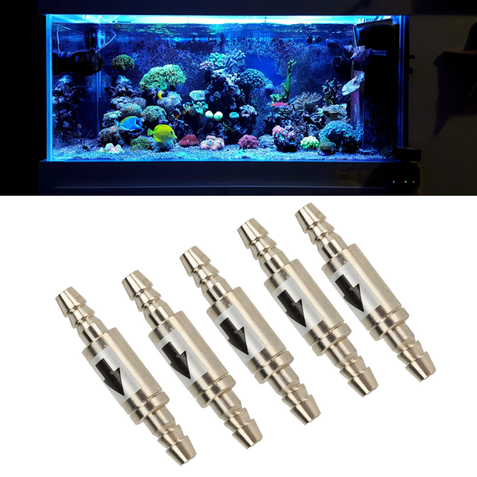Stainless Steel CO2 Check Valve, 1 Way, Fish Tank, Aquarium Zone Generators, 5Pcs