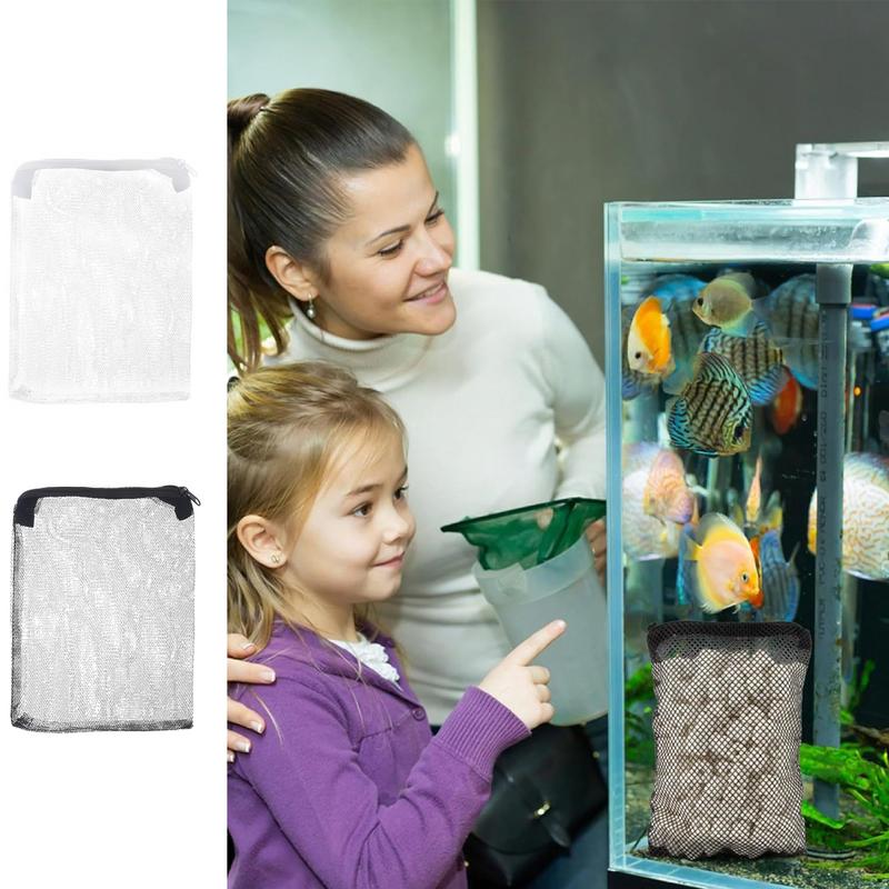 Nylon Zipper Mesh Pocket Bag Aquarium Reusable Filter Fine Mesh Net Reusable Mesh Filter Bags For Aquarium Fish Tank Fish Bowl